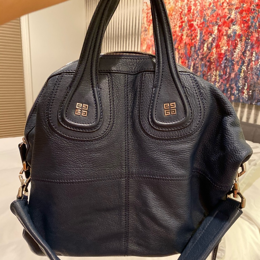 Givenchy Navy Blue Leather Large Nightingale